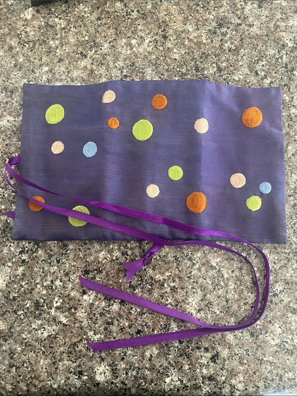 Vintage polka dot Satin jewelry roll